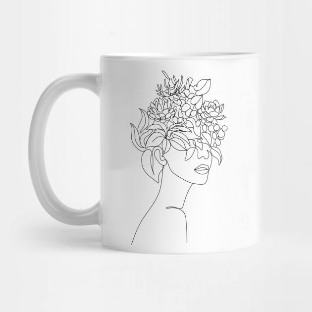 Plant Head Woman by OneLinePrint